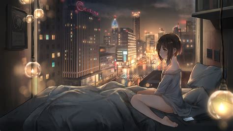 2560x1440 Anime Girl City Lights 4k 1440P Resolution ,HD 4k Wallpapers,Images,Backgrounds,Photos ...