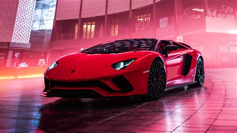 Download wallpaper 3840x2160 lamborghini aventador s roadster, red car, 2019 4k wallpaper, uhd ...