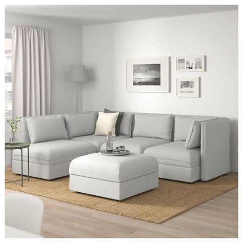 VALLENTUNA Modular corner sofa, 4-seat - with storage, Orrsta/Murum light gray/white - IKEA ...