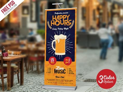 Happy Hour Roll Up Standee Design PSD – Download PSD