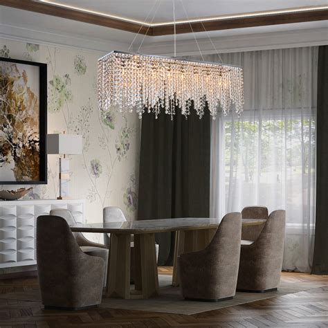 Dining Room Rectangular Crystal Chandelier With Linear Design - SOFARY