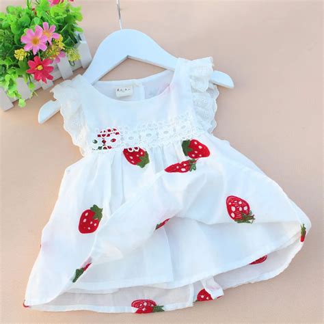 2016 High Quality Newborn Baby Girl Dresses Summer Embroidery Flower Strawberry Baby Dress ...