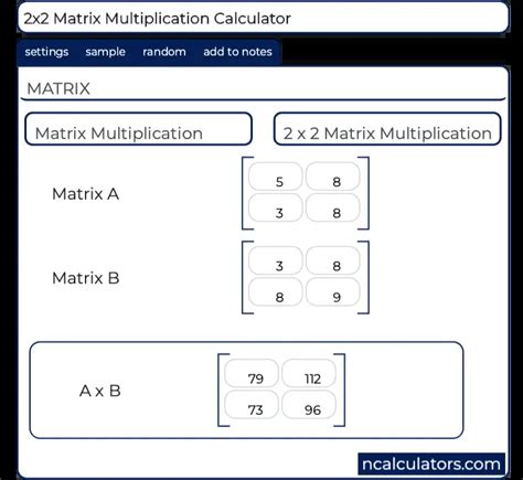 2x2 Matrix Multiplication Calculator