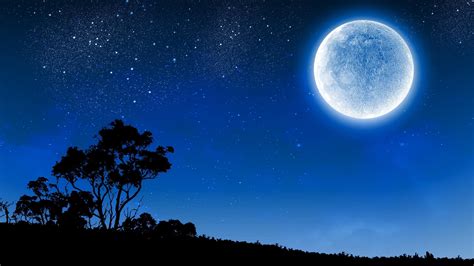 Night Sky With Moon Wallpaper