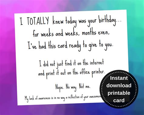 Funny coworker birthday card printable pdf / Instant download | Etsy