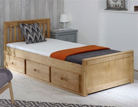 Mission Waxed Pine Wooden Storage Bed Frame - 4ft Small Double