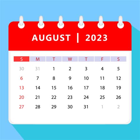 August 2023 calendar template. Vector design. 15119080 Vector Art at Vecteezy