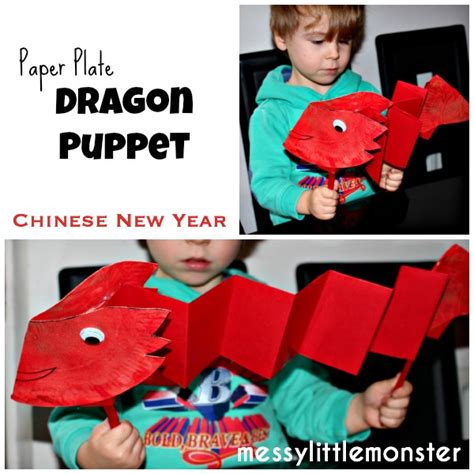 Paper Plate Dragon Puppet - Messy Little Monster