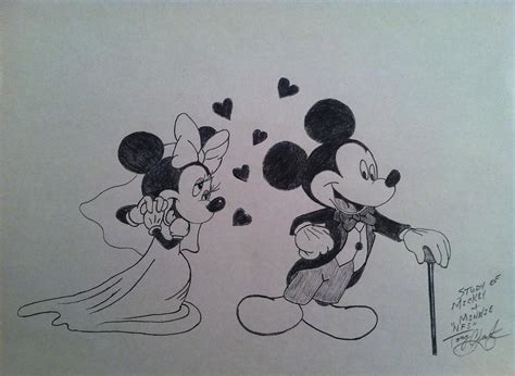 Study of Mickey and Minnie Wedding Day Drawing by Tony Clark - Fine Art America