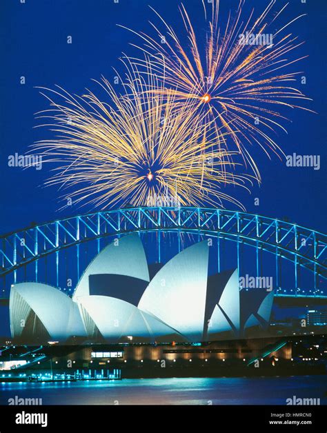 Fireworks over Sydney Harbour Bridge and Opera House, Australia Stock Photo - Alamy