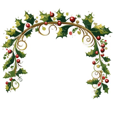 Christmas Garland Border Vector, Sticker Clipart Beautiful Holly Wreath Clip Art Images Cartoon ...