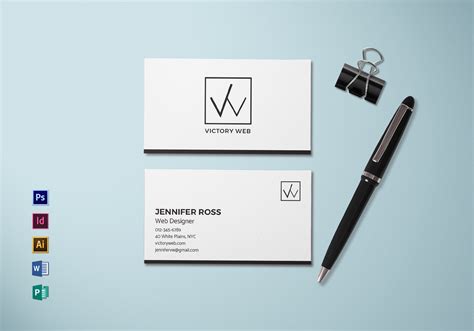 Simple Minimal Business Card Template in PSD, Word, Publisher, Illustrator, InDesign