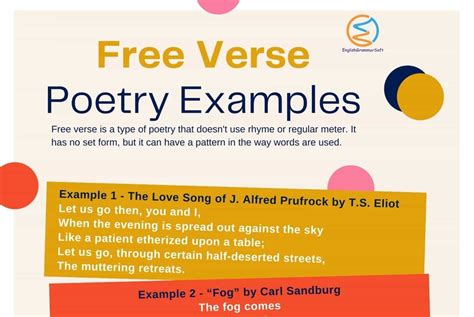 Free Verse Poetry Examples - EnglishGrammarSoft