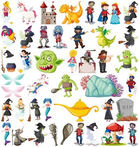 Set of fairy tale cartoon character 1858654 Vector Art at Vecteezy