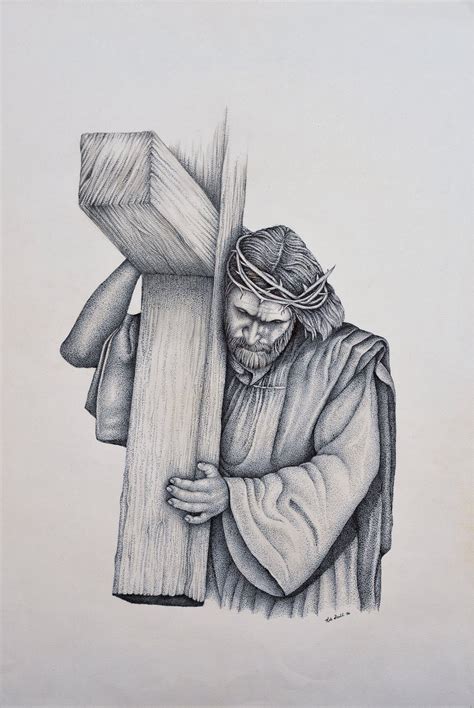 Jesus Carrying Cross Drawing