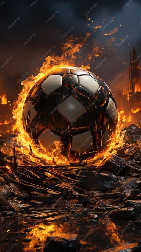 Premium AI Image | Soccer ball in fire UHD wallpaper