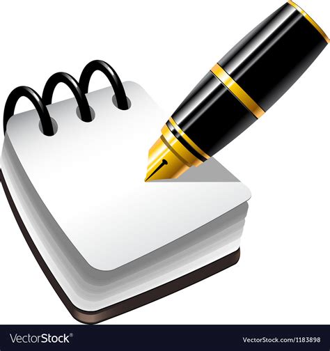 Pen and a notepad Royalty Free Vector Image - VectorStock