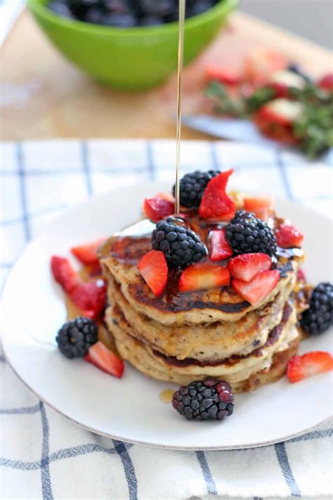 Fluffy Berry Oat Pancakes (made with 100% whole grains)