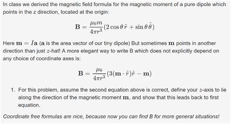 Solved In class we derived the magnetic field formula for | Chegg.com