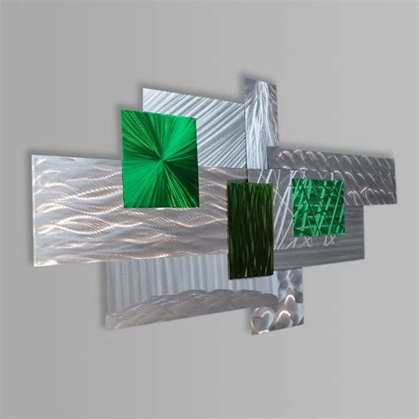 Green-silver Wall Sculpture 3D Metal Wall Art Modern Wall - Etsy