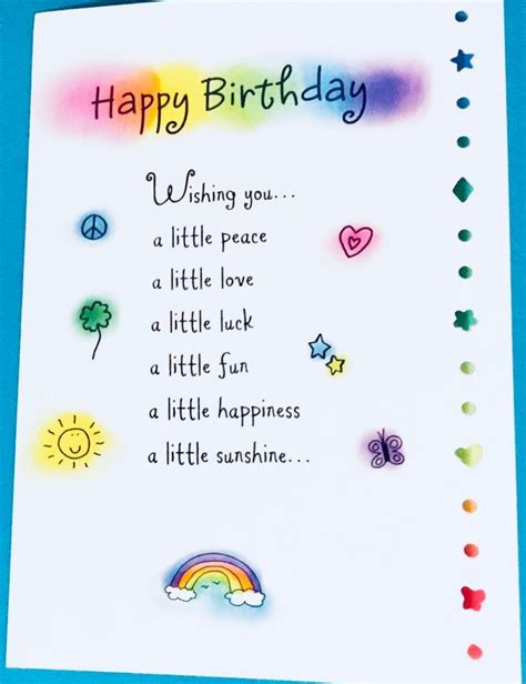 Happy Birthday Poem Greeting Card, Bday Card, Birthday Poem, Gift, Cute, Watercolor, Celebration ...