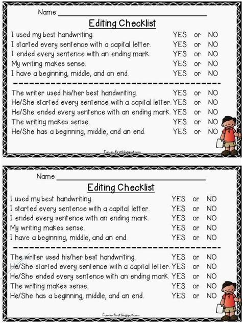 Admission Essay: First grade writing skills checklist