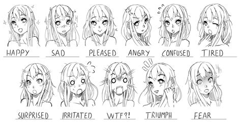 expresiones anime chica | Anime expressions, Drawing expressions, Anime faces expressions