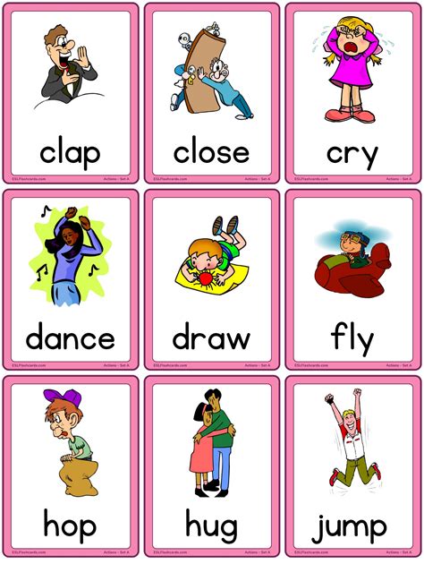 Action Flashcards – Set A – ESL Flashcards