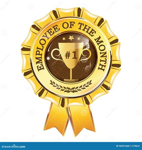 Best Employee of the Month - Award Hanging Ribbon Stock Illustration - Illustration of trophy ...