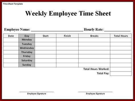 Timesheet Invoice Template Free | TUTORE.ORG - Master of Documents