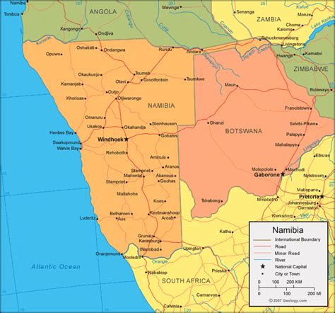 Map Of Namibia | Color 2018