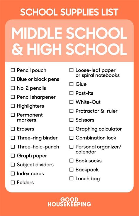 Back To School Supplies List