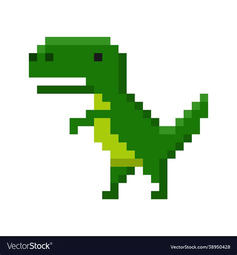 Pixel art dinosaur icon isolated on white Vector Image