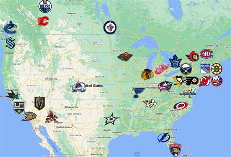 NHL Map | Teams | Logos - Sport League Maps