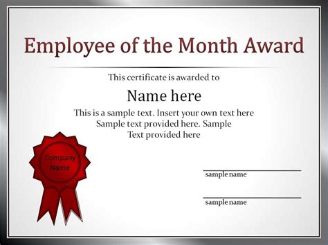 Effective Employee Award Certificate Template With Red Color regarding Employee Of The Month ...