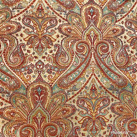 SWATCH 4” X 7” - Antique Inspired Paisley Brocade Satin Fabric- Upholstery | www ...