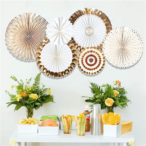 MioParty™: Gold Paper Fan Decoration Set Party Paper Fans for Birthday Wedding Hen Party