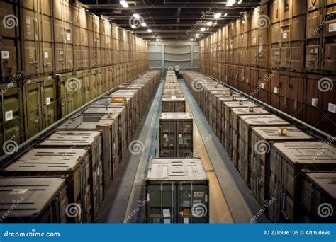 Nuclear Waste Storage Facility, with Rows of Metal Containers and Heavy Security Stock Image ...