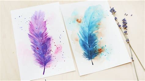 Easy watercolor painting for beginner/ How to paint Watercolor feathers step by step tutorial ...