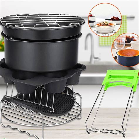 8Pcs 8 Inch Air Fryer Frying Cage Dish Baking Pan Rack Pizza Tray Pot Accesso R8 | eBay