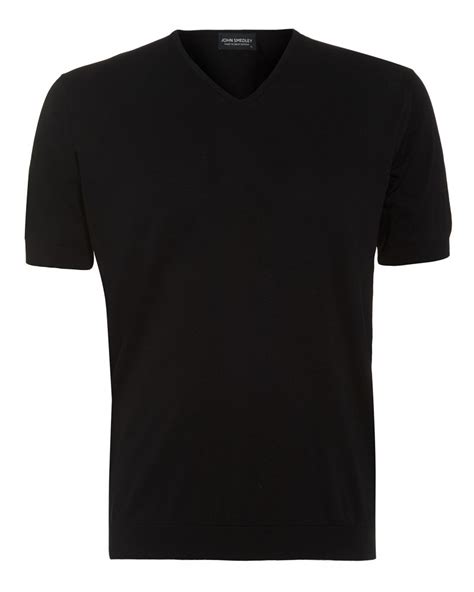 Men John Smedley Black V-Neck Slim Fit 'Braedon' T-Shirt at Repertoire