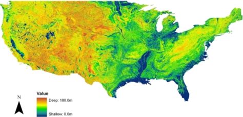 Map of the simulated equilibrium water table depth for | Open-i