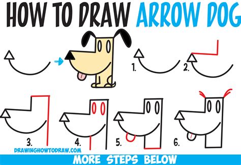 How to Draw a Cartoon Dog from an Arrow Shape – Easy Step by Step Drawing Tutorial for Kids ...