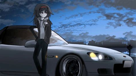 Download Grayish White Anime Car Wallpaper | Wallpapers.com