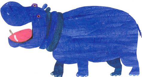 Blue Hippo Postcard | Eric carle art, Eric carle, Hippo drawing