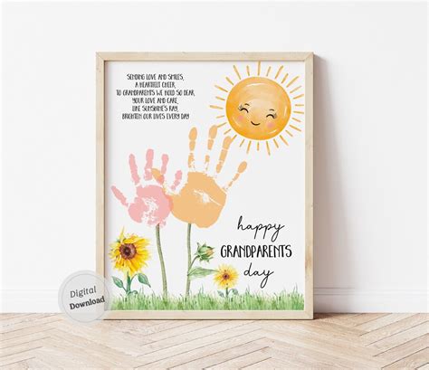 Grandparents Day Handprint / Sunshine Handprint Art Craft Poem Sunflower / Printable ...