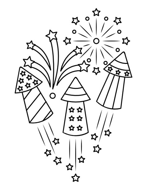 Coloring Pages Fireworks Firework Color Printable Holidays Drawings Popular Choose Board ...