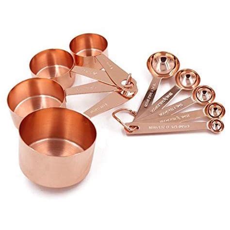 Copper Gram Copper Measuring Cups and Measuring Spoons Set of 9 Rustic Kitchen Accessories ...