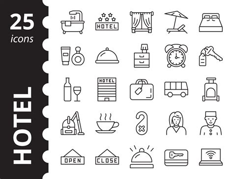 Hotel icons. Outline web symbols collection. 6739808 Vector Art at Vecteezy