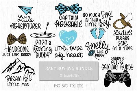 Baby Boy SVG Bundle | Newborn bib designs | Funny quotes